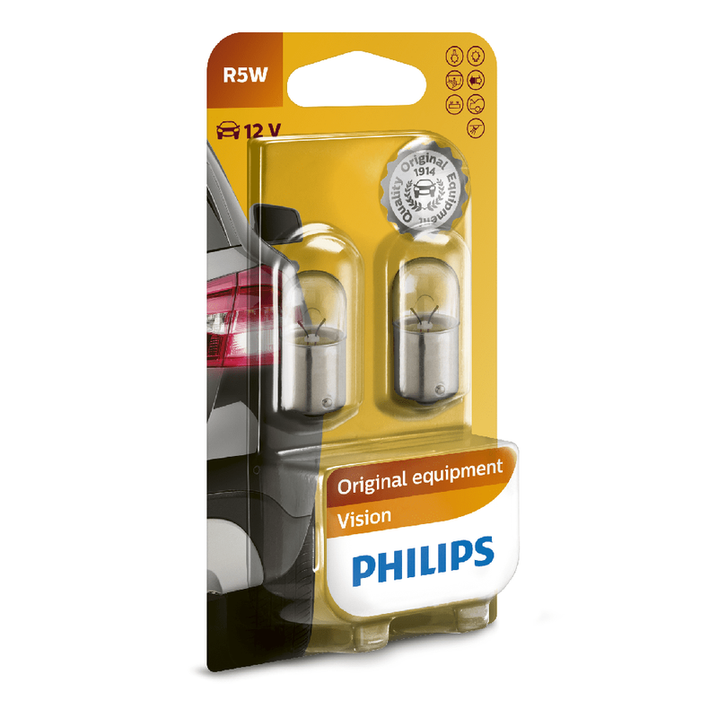 Set 2 becuri auto Philips R5W 12V 5W pentru interior si semnalizare