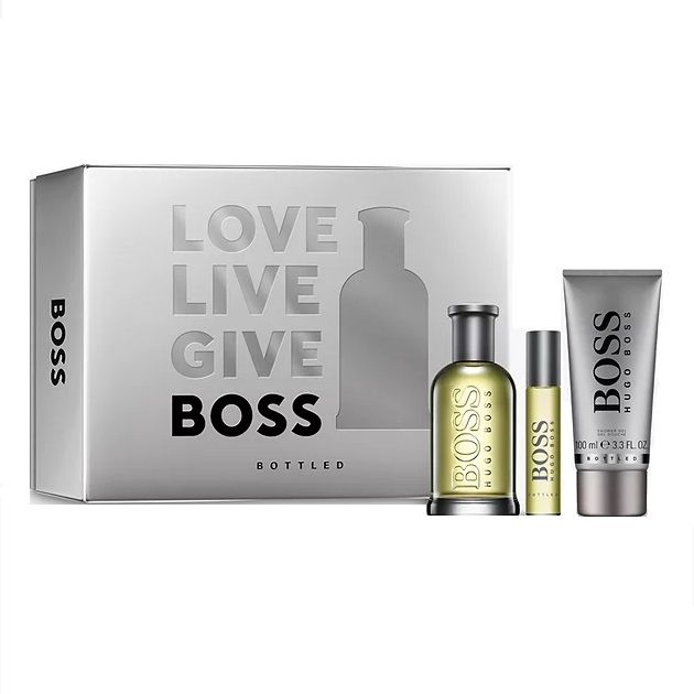 Set Apa de Toaleta Hugo Boss Bottled 100 ml + 10 ml + 100 ml Gel de dus, Barbati