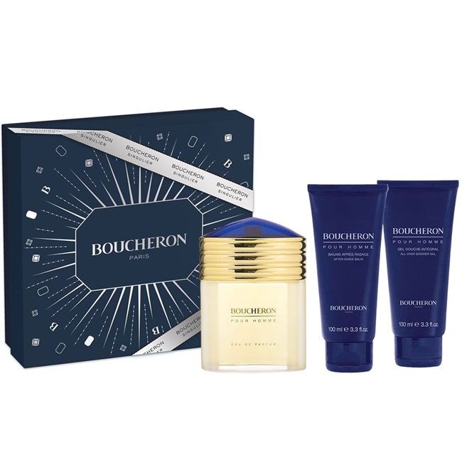 Set Apa de Parfum Boucheron Pour Homme 100 ml + 100 ml After Shave Balsam + 100 ml Gel de dus, Barbati