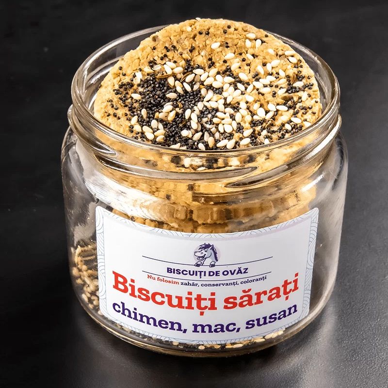 Biscuiti de Ovaz Sarati cu Chimen, Mac, Susuan