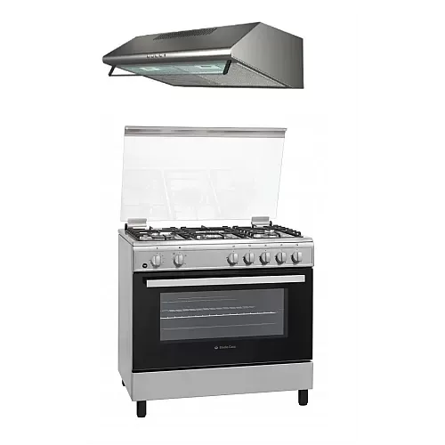 Pachet Aragaz clasic 5 arzatoare gaz, Cuptor gaz, 90x60 cm, Studio Casa , Tivoli, grill electric , rotisor, aprindere electrica+Hota clasica, 90 cm, Studio Casa ST 2196, 2 motoare, Inox