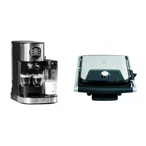 Pachet Espressor manual Studio Casa Barista latte , 15 Bar, 1470 W, 1.2 l, Cana lapte 700 ml si Grill electric Studio Casa Panini &amp; Grill SC2128